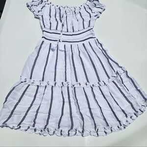 American Eagle Women's Mini Dress Sz S Striped White Elastic Waist Tassel Lined